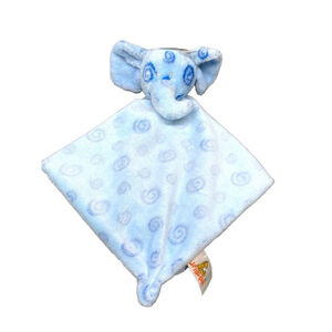 Unipak Blue Elephant Swirl Spot Lovey Plush Security Blanket Knotted Corner 2011